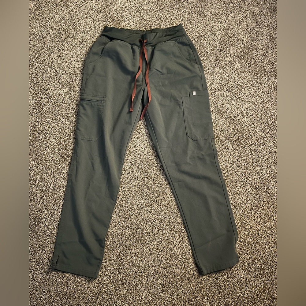 Figs High Waisted Yola Skinny Scrub Pants MEDIUM Bonsai